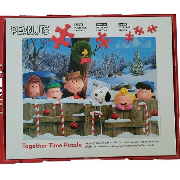 Snoopy Christmas Puzzle 400 Pc NEW Peanuts Gang Together Time 3 Sizes Family Fun - Picture 2 of 4